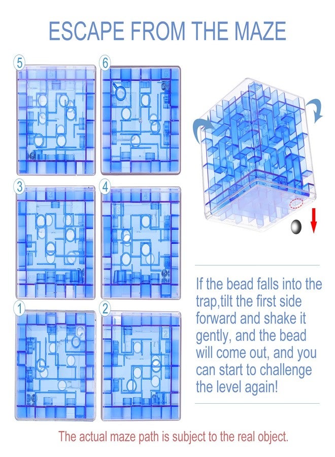 YOKIVE 1 Pcs Labyrinth Puzzle Box, Puzzle Cube Funny Labyrinth Game Puzzle Box Mind Teasers Leisure Toys, Great for Teens and Adults Birthday Gifts (Transparent Blue, 3.15-Inch) - Image 4